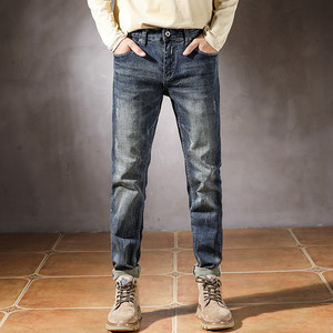 
Blue shaved whiskers jeans trendy brand slim fit pants stretch jeans men's trousers spring and autumn fashion