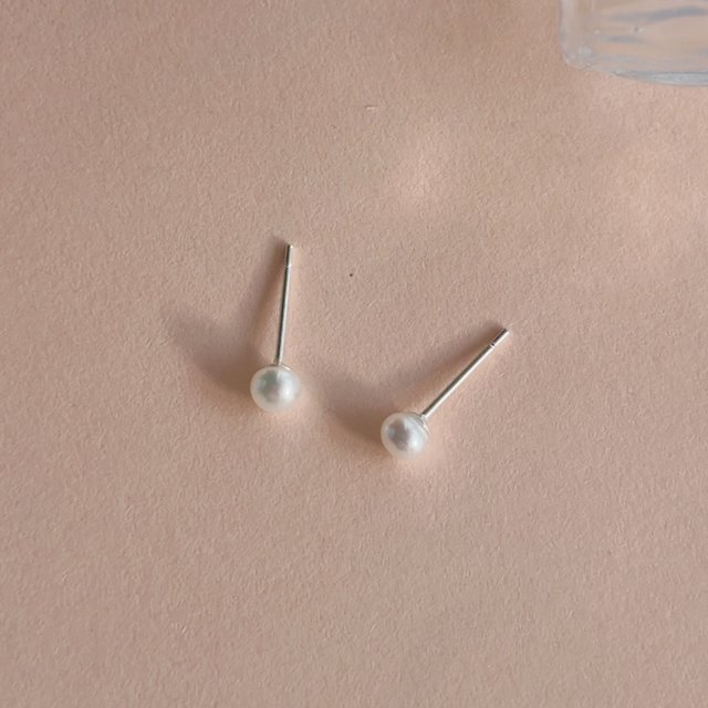 Natural freshwater pearl earrings small bulb 925 sterling silver earrings