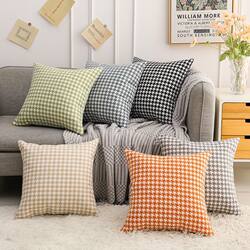Cotton and Linen Houndstooth Pillowcase, Light Luxury, High-End, Large Cushion, Pillow, Sofa Pillow, Leather Headboard Backrest Cushion