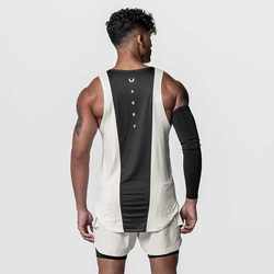 Asrv American-Style Fitness Vest for Men, Summer Sports Vest, Color-Blocking, Quick-Drying, Breathable, Running Training, Weightlifting Gym Clothing