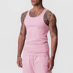 Asrv American-Style Fitness Vest Compression Quick-Dry Ribbed Tight-Fitting Sleeveless High-Elastic Training Running Base Layer Solid Color