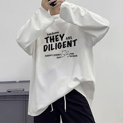 American High Street Japanese Hong Kong Style Pure Cotton Long-Sleeved White Korean Version T-Shirt for Men, Spring and Autumn Trendy Brand Base Shirt Top