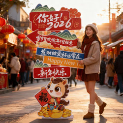2026 Year of the Horse New Year Decorations Photo Props Stand-Up Signs Kindergarten New Year's Day Company Annual Meeting Atmosphere Scene Setup