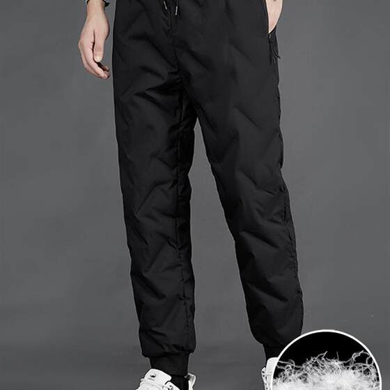 
Down Pants 2024 Winter Men's New Casual Pants Wool Lined Thickened Pants White Duck Down Men's Pants