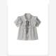 Design-sensory bow polo collar doll shirt top for women plaid ruffles to make them look slim short-sleeved T-shirt 2025 new style