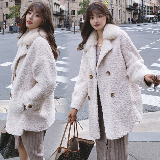 Curly wool lamb women's coat, autumn and winter fashionable temperament ...