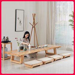 Japanese tatami tea table solid wood coffee table home simple low table bay window long window sill table sitting kang table