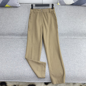 
Light brown casual trousers for women, high-waisted pencil pants, professional commuting wear, small-footed nine-point pants, S size, spring, summer and autumn, thin style