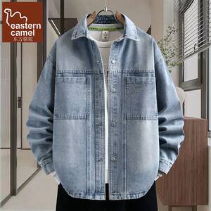 
Oriental Camel Men's Denim Shirt Men's Spring and Autumn Workwear Loose Casual Shirt Jacket Handsome Trendy Top