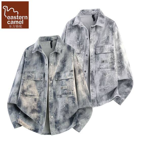 
Oriental Camel Spring and Autumn New Gradient Tie-Dye Personalized Denim Shirt Jacket Teenagers Handsome Casual Jacket Top