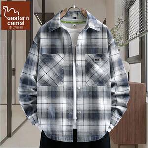 
Oriental Camel Spring New Plaid Denim Shirt Men's Thin Hong Kong Style Loose Teenagers Casual Handsome Jacket