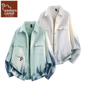 
Oriental Camel Shirt Jacket Men's Spring and Autumn Tie-Dye Gradient Color Spring American Style Workwear Pocket Jacket for Men
