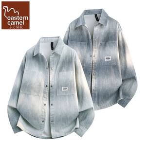 
Oriental camel gradient coat men's spring and autumn lapel single-breasted clothes loose and neat shirt denim jacket