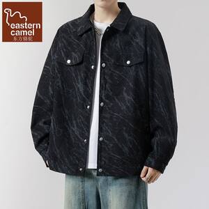 
Oriental Camel New Retro Corduroy Lapel Jacket Men's Spring and Autumn Loose Casual Versatile Black Jacket Trend