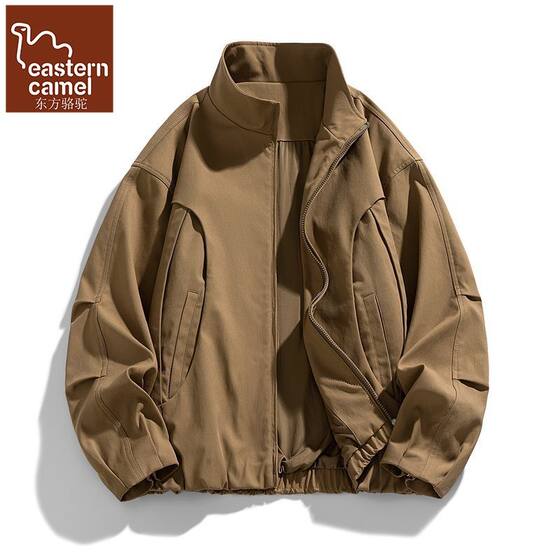 
Oriental Camel Trendy Brand Retro Deconstructed Stitching Workwear Stand Collar Jacket for Men and Women Spring Loose and Versatile Casual Jacket
