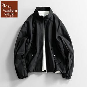 
Oriental Camel trendy brand side zipper striped sports stand collar jacket for men and women spring retro couple loose jacket