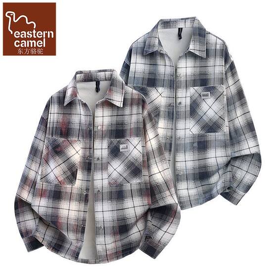 
Oriental Camel Youth Spring and Autumn Pikachu Plaid Shirt Long Sleeve Jacket Loose Casual Shirt Trendy Denim Jacket