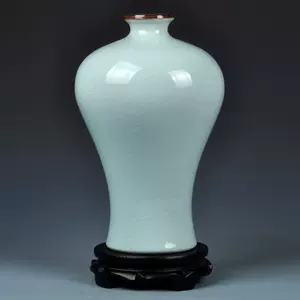 正規品大得価中国陶瓷◆「 清◆ 青釉 冰裂紋棕式瓶◆ 」極細工 唐物 中国美術 文房 古玩 清