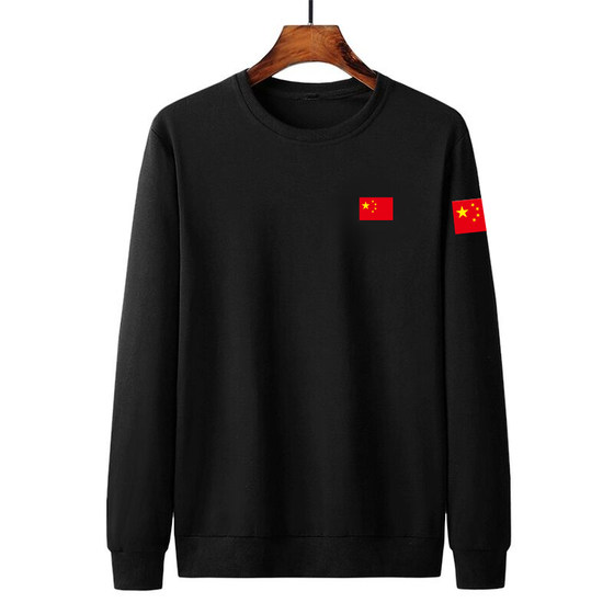 
Spring and Autumn Five-Star Red Flag T-shirt Men's Loose Sweatshirt Special Forces Military Fans Long Sleeve Chinese Style Printed Patriotic Top Trend