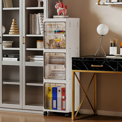 Bookshelf Floor-Standing Storage Rack Integrated Against the Wall Children's Movable Simple Bookcase Storage Cabinet Desktop Living Room Storage