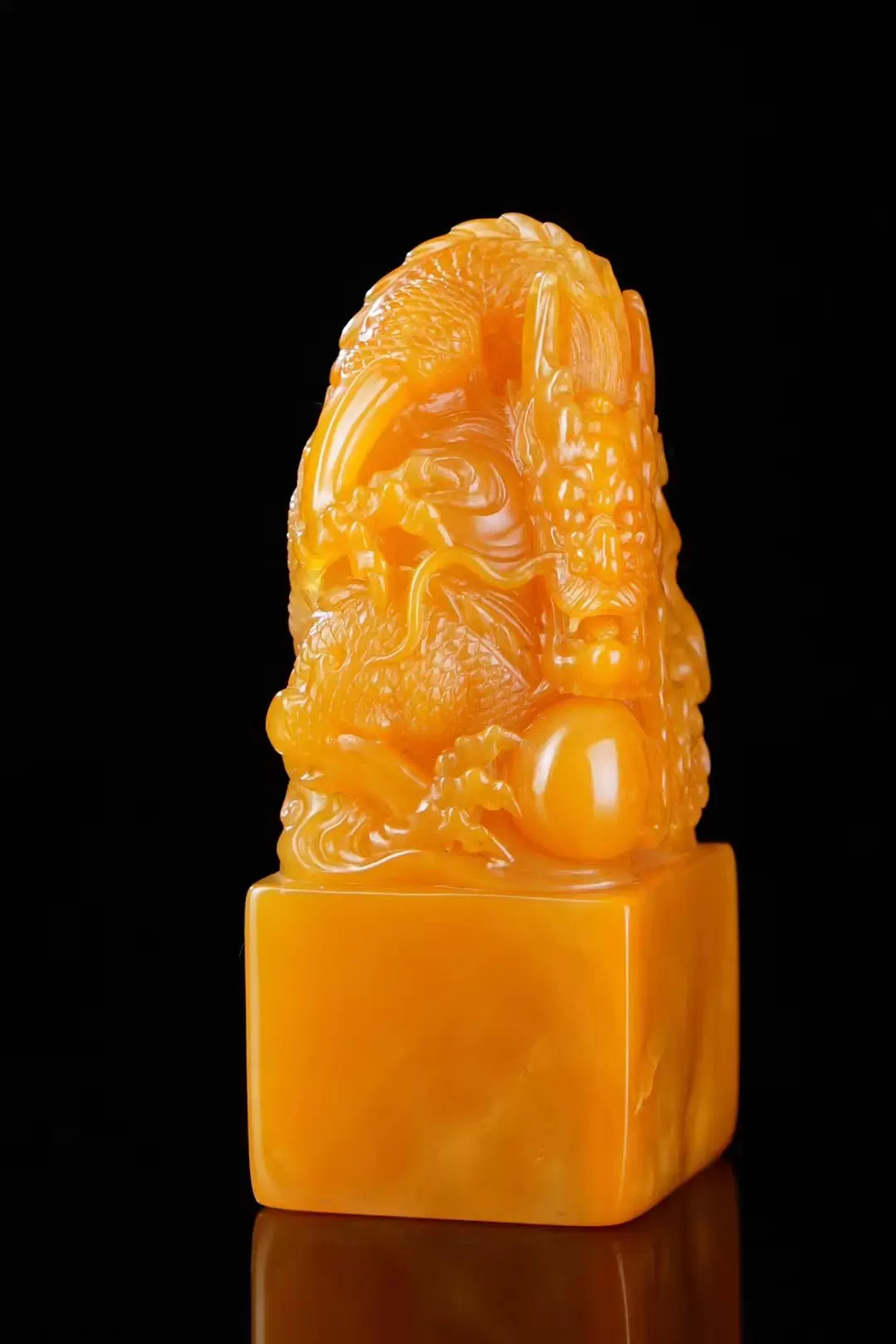 珍品田黄石印章 彫刻 「仁者寿」 龍 寿山田黄——帝王之选，石中贵族