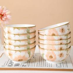 Bowl and Plate Household Tableware Set for Dormitory Students, New Japanese-Style Large High-Temperature Resistant Single Ceramic Rice Bowl for Instant Noodles