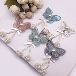 Colorful Double-Layer Butterfly Double-Ball Pearl Pendant Curtain Decoration Small Accessories Pin Accessories Window Decoration Embellishments