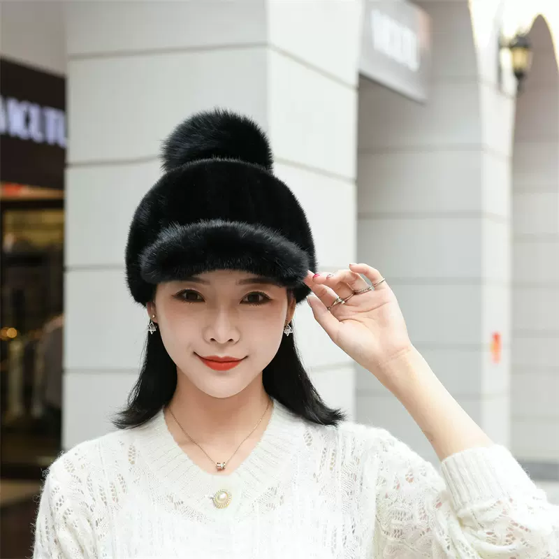 貂皮帽子貂毛冬季時尚韓版加厚保暖皮草護耳騎士帽裘皮貂帽棒球帽 