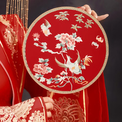 Colorful Bride Wedding Veil Fan, Traditional Chinese Style Wedding Fan, Suzhou Embroidery Double-Sided Embroidered Fan, Hanfu Wedding Fan Gift