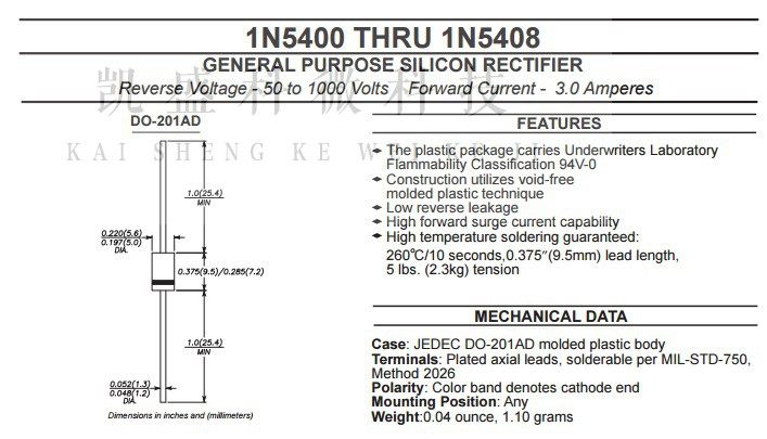2X 1N5408-YAN10 Diode: Redresseuse THT 1000V 3A Emballage: Bande DO27 Ufmax: 1V