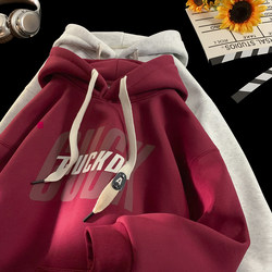 Red Fleece-Lined Sweatshirt for Men, Thickened Winter Hooded Top for Teenagers, Boys' Clothing, 2025 New Model for Middle and High School Students