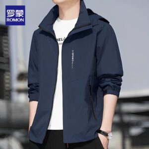 
Romon's hot spring and autumn new windbreaker casual men's jacket men's large-size jacket casual hooded jacket