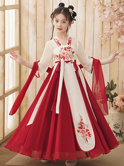 fitted lace wedding dress White Long Sleeves Butterfly Embroidery Women's Gorgeous Hanfu Dress –  LolitaInside