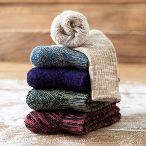 
Island country single! Super warm! Sheep wool! New autumn and winter yarn-dyed thickened comfortable and breathable wool socks mid-calf socks for men