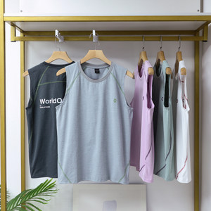 
Mountain outdoor! Contrast color bright line design! Moisture and sweat absorption! Letter printed round neck sports vest for men and women
