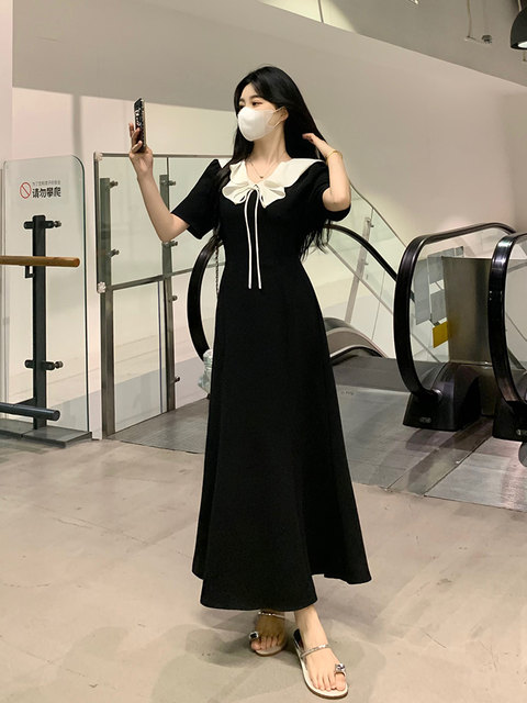 Doll Collar French Dress High Sense Anti Aging Elegant Slim Fit Midi A Line Dress