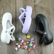 2024 Mới Retro Mary Jane Crocs Y Tá Chuyên Nghiệp Giày Sandal Nữ Chống Trơn Trượt Giày Đi Biển Dày Jelly Giày