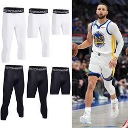 Basketball Compression Pants, Three-Quarter Length, Five-Quarter Length, High Elasticity, Quick-Drying, Fitness Training, Sports Base Layer, Unisex Compression Gear, American Style