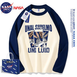 Nasa Co-Branded American Retro Heavyweight Pure Cotton Long-Sleeve T-Shirt for Men and Women, Fashionable, Casual, Loose, Versatile Raglan Sleeves