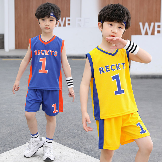 Children's new summer sports suit boys' summer basketball uniform girls ...