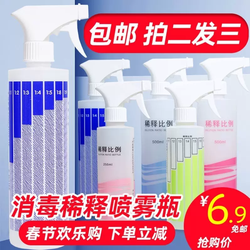 稀释瓶带刻度宠物84洗澡喷头消毒水洗车分装瓶ins餐桌500ml清洗剂-Taobao