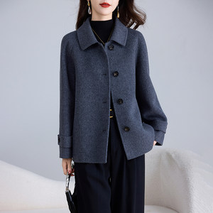 
Karovia's new double-sided velvet coat for women, short woolen woolen coat for small people, age-reducing slim fit, autumn and winter mother's coat
