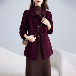 
Karoviya high-end double-sided woolen velvet coat women's mid-length 2025 autumn and winter small slim woolen coat