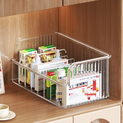 Medicine Storage Box, Household Cabinet Medicine Box, Divided into Compartments, Transparent Medicine Storage Rack, First Aid Medicine and Health Care Product Storage Box