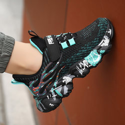 Brand Boys' Shoes 2026 Spring New Children's Sports Shoes for Older Kids, Fly-Knit Breathable Mesh Shoes, Casual Dad Shoes