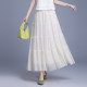 Drooping apricot skirt for women 2025 summer new high-waist mesh cake skirt slim A-line long skirt big hem skirt
