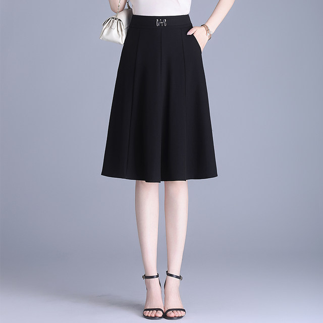 High waist drooping A-line skirt for women in spring and summer midskirt 2025 new versatile slim and small skirt
