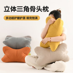 Multifunctional Chenille Three-Dimensional Triangular Bone Pillow, Lumbar Support Cushion for Long Sitting, Headboard and Bay Window Pillow, 2025 New Model