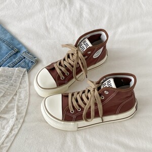 
Uncle Xi American retro high-top canvas shoes for women 2025 new autumn versatile thick-soled sneakers mango head casual shoes