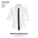 Walnut hot girl JK uniform slim white waist tie mid-sleeved shirt women's pure desire style slim short top
